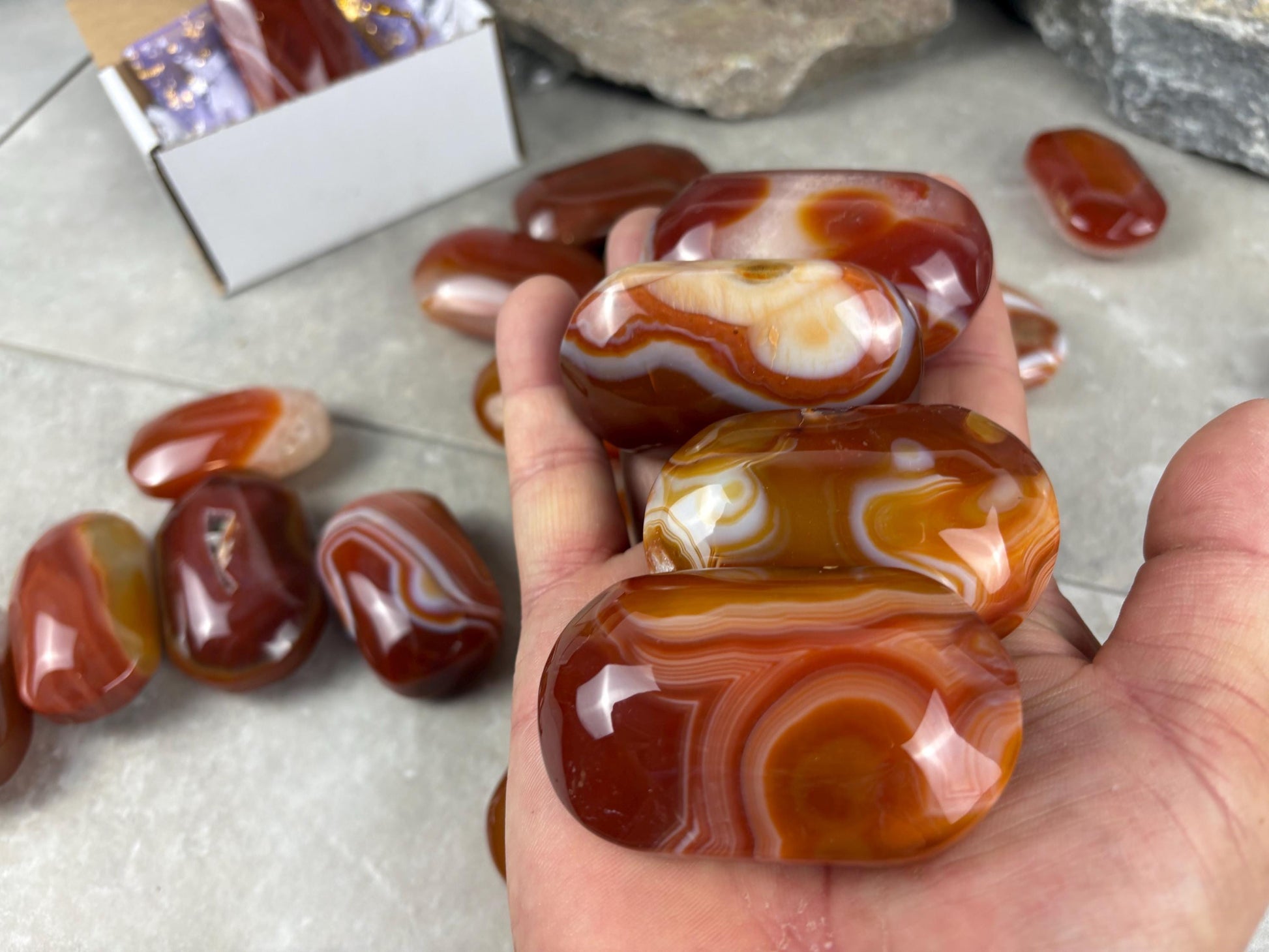 Brazilian Red Sardonyx Natural Crystal Palm Stone Worry Anxiety Distraction Pocket Stone Home Decor Worry Pocket Stress Anxiety Palm Stone