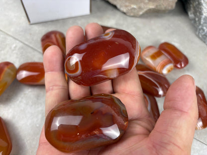 Brazilian Red Sardonyx Natural Crystal Palm Stone Worry Anxiety Distraction Pocket Stone Home Decor Worry Pocket Stress Anxiety Palm Stone