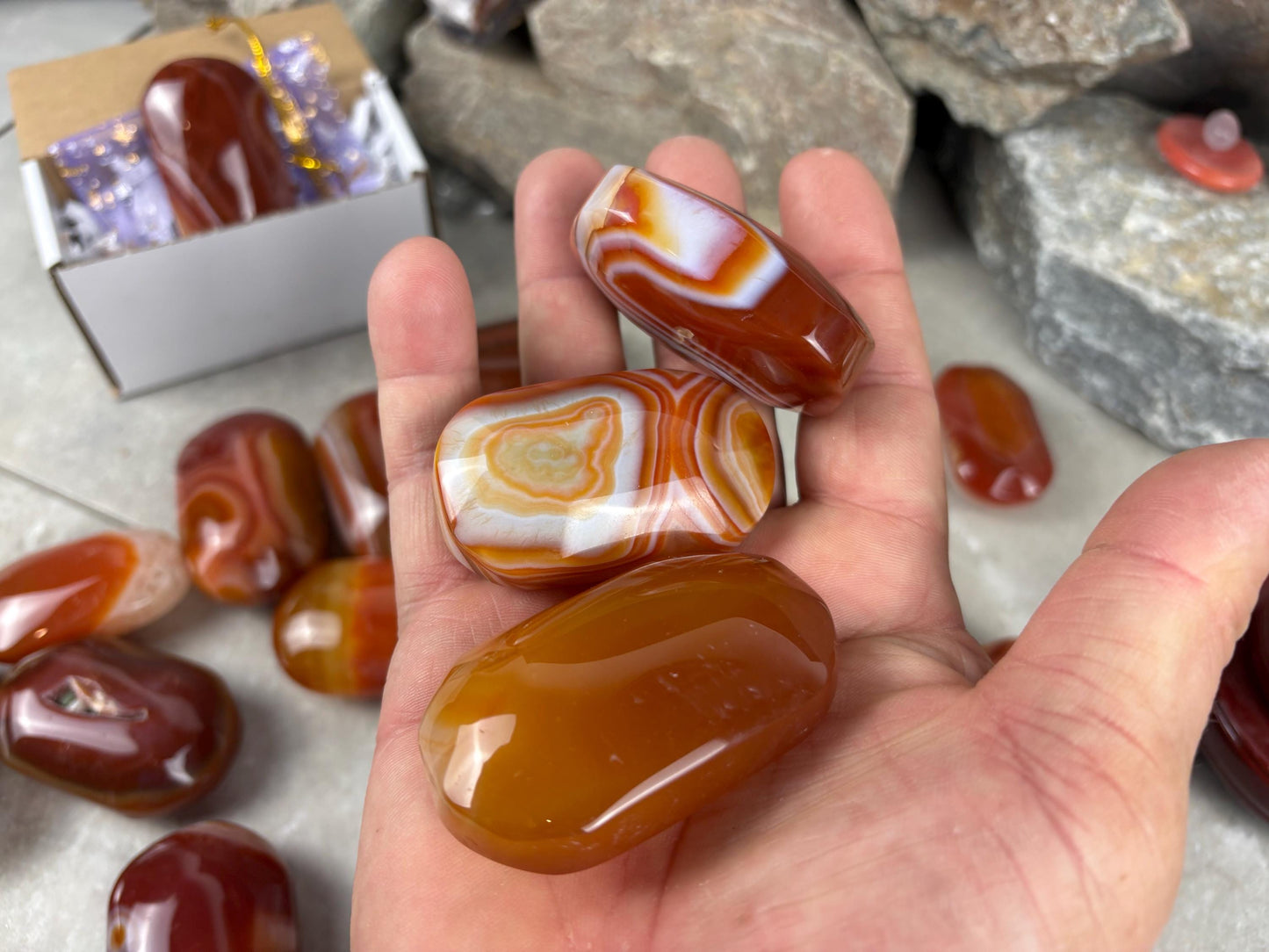 Brazilian Red Sardonyx Natural Crystal Palm Stone Worry Anxiety Distraction Pocket Stone Home Decor Worry Pocket Stress Anxiety Palm Stone