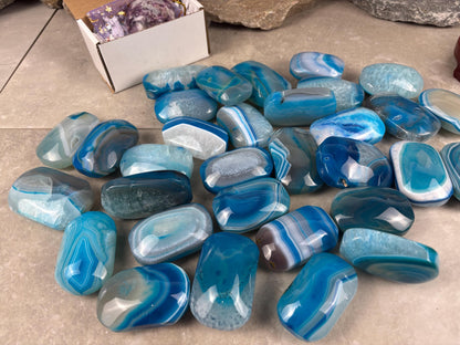 German Blue Sardonyx Palm Stone Polished Worry Stone Home Decor Home Decor Anxiety Pocket Home Decor Worry Pocket Stress Anxiety Palm Stone