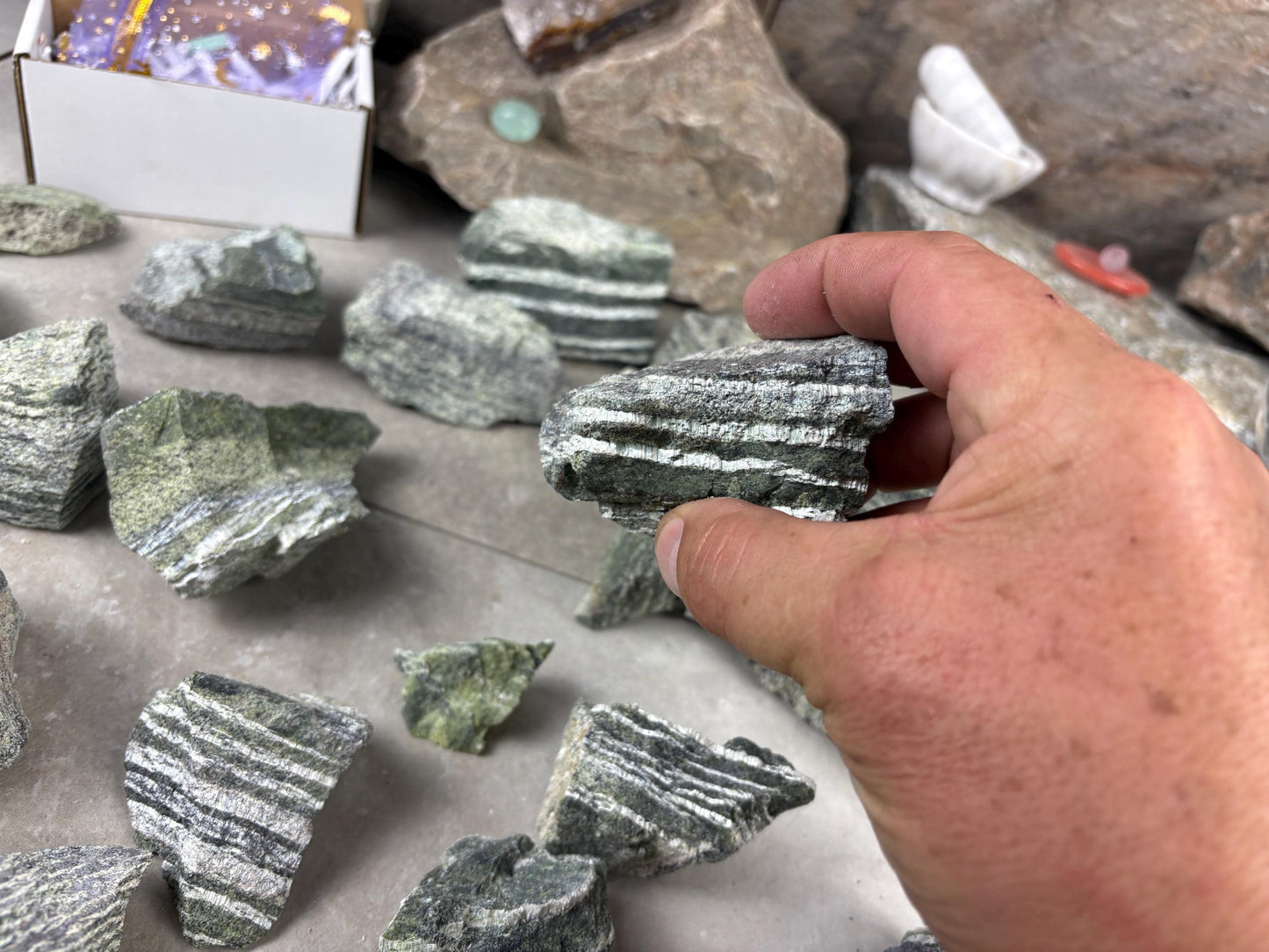 Raw Namibian Green Zebra Jasper Crystals Natural Crystal Worry Stone Home Decor Anxiety Distraction Meditation Birthday Christmas Arts Craft