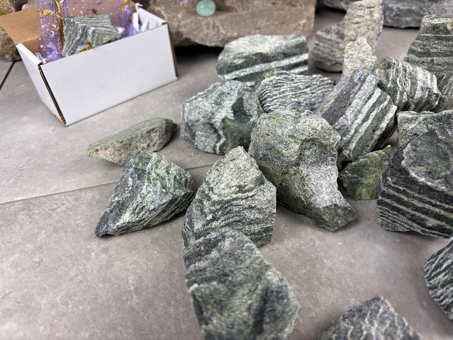 Raw Namibian Green Zebra Jasper Crystals Natural Crystal Worry Stone Home Decor Anxiety Distraction Meditation Birthday Christmas Arts Craft
