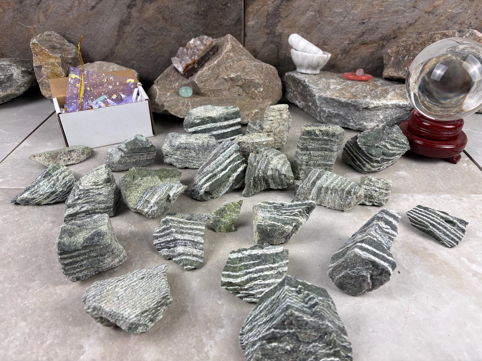 Raw Namibian Green Zebra Jasper Crystals Natural Crystal Worry Stone Home Decor Anxiety Distraction Meditation Birthday Christmas Arts Craft