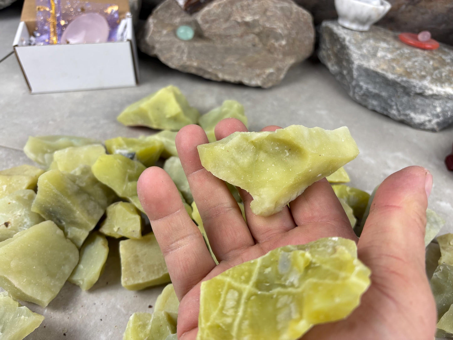 Hpakant Region Raw Lemon Jade Natural Untreated Crystal Arts Crafts Home Decor Meditation Anxiety Stress Gift Birthday Arts Crafts