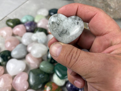 Assorted Heart Talisman Carved Polished Crystal Worry Pocket Personal Protection Stress Anxiety Palm Stone Home Decor Gift BirthdayChristmas