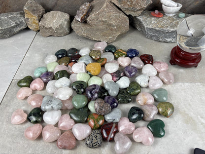 Assorted Heart Talisman Carved Polished Crystal Worry Pocket Personal Protection Stress Anxiety Palm Stone Home Decor Gift BirthdayChristmas