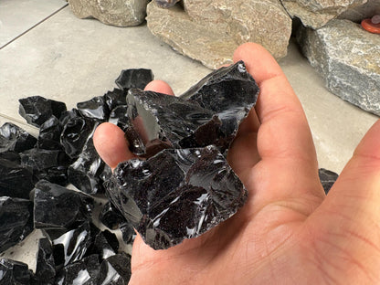 Valley of Mexico Raw Black Obsidian Natural Untreated Crystal Arts Crafts Home Decor Meditation Anxiety Stress Gift Christmas Birthday