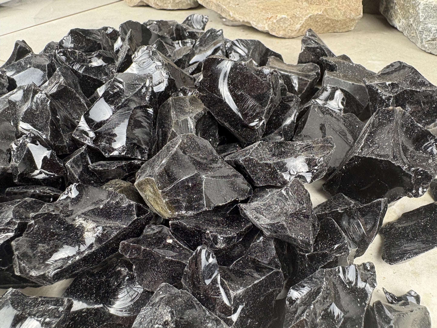 Valley of Mexico Raw Black Obsidian Natural Untreated Crystal Arts Crafts Home Decor Meditation Anxiety Stress Gift Christmas Birthday