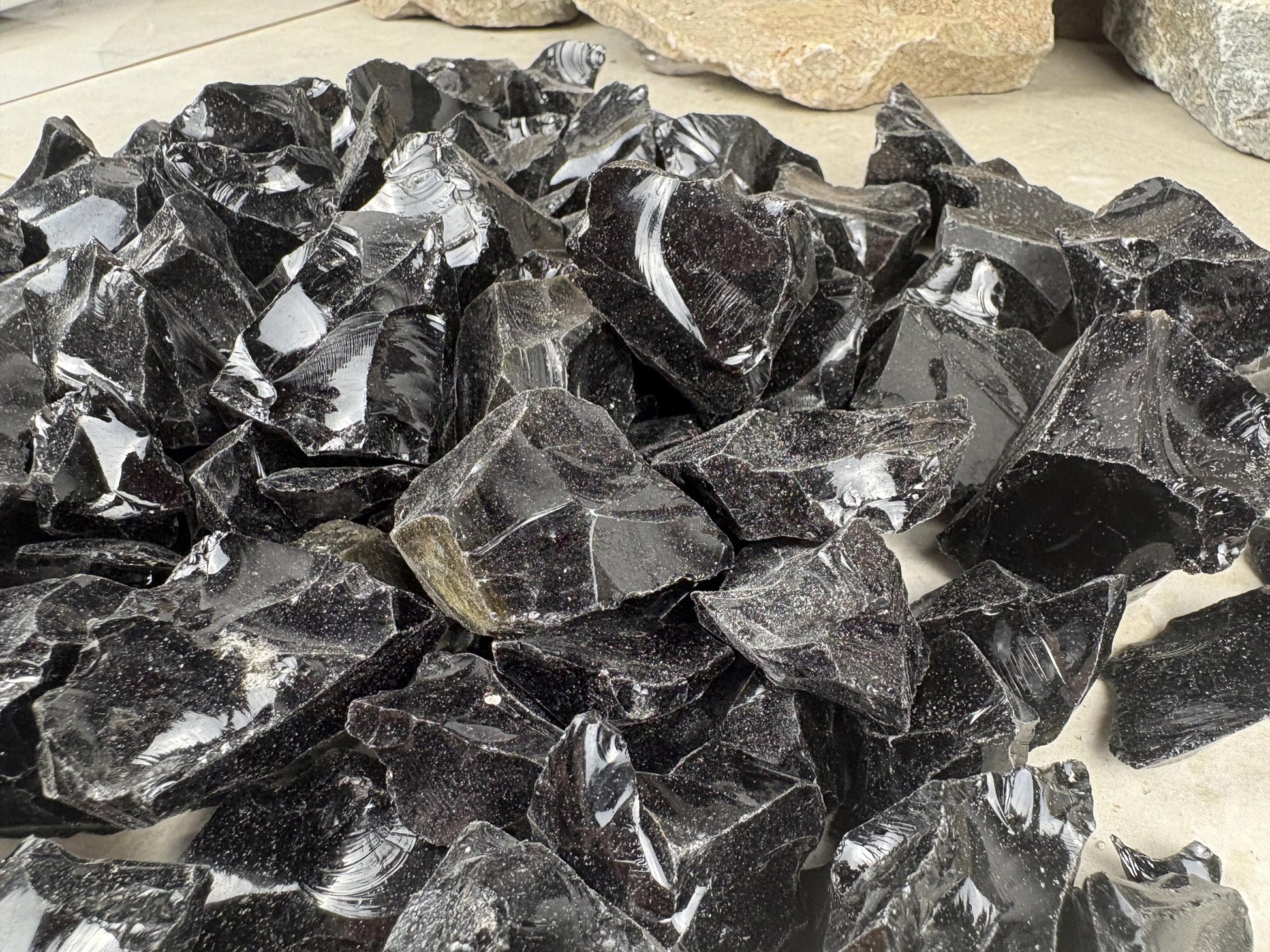 Valley of Mexico Raw Black Obsidian Natural Untreated Crystal Arts Crafts Home Decor Meditation Anxiety Stress Gift Christmas Birthday