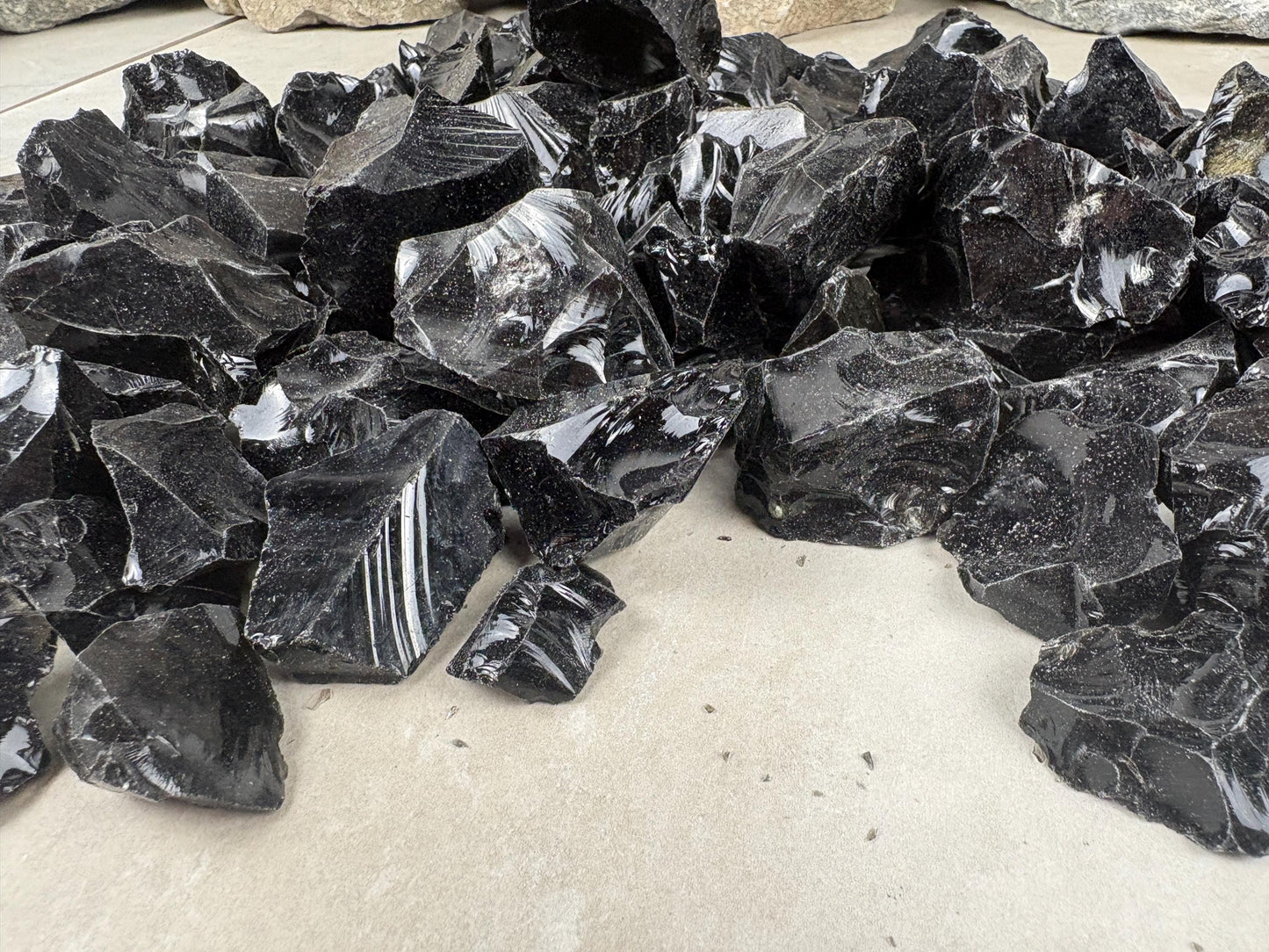 Valley of Mexico Raw Black Obsidian Natural Untreated Crystal Arts Crafts Home Decor Meditation Anxiety Stress Gift Christmas Birthday