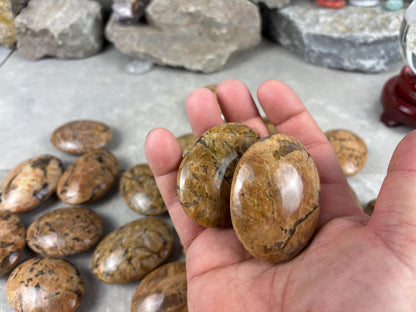 Rajasthan Orange Moonstone with Smoky Quartz Palm Stone Polished Worry Stone Home Decor Anxiety Pocket Gift Worry Pocket Stress Birthday