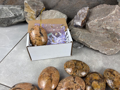 Rajasthan Orange Moonstone with Smoky Quartz Palm Stone Polished Worry Stone Home Decor Anxiety Pocket Gift Worry Pocket Stress Birthday