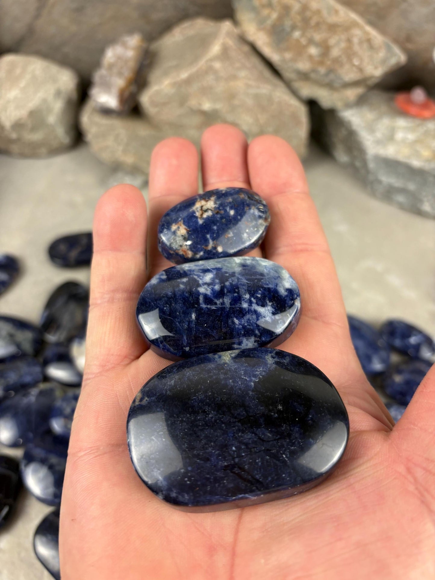Ontario Blue Sodalite Palm Stone: Anxiety Relief Meditation Gift Home Decor Worry Pocket Stress Anxiety Palm Stone Birthday Gift Crystal