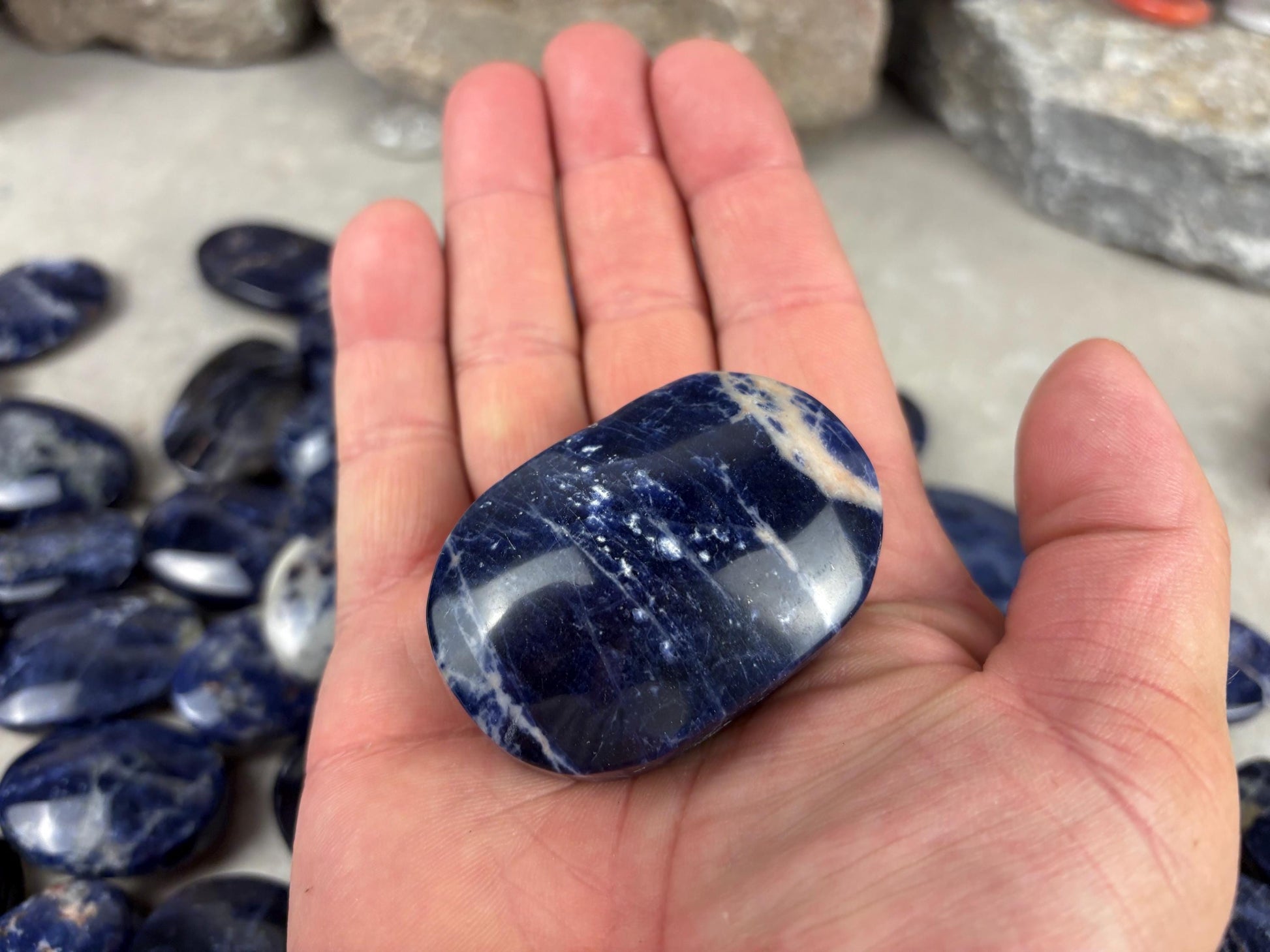 Ontario Blue Sodalite Palm Stone: Anxiety Relief Meditation Gift Home Decor Worry Pocket Stress Anxiety Palm Stone Birthday Gift Crystal