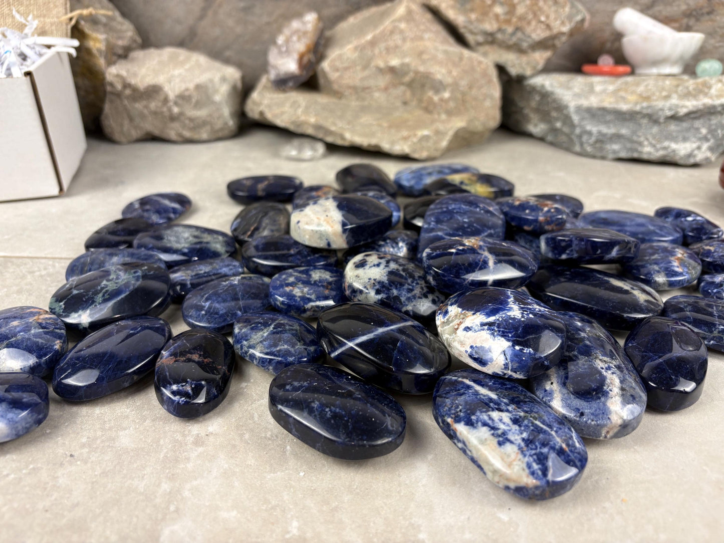 Ontario Blue Sodalite Palm Stone: Anxiety Relief Meditation Gift Home Decor Worry Pocket Stress Anxiety Palm Stone Birthday Gift Crystal