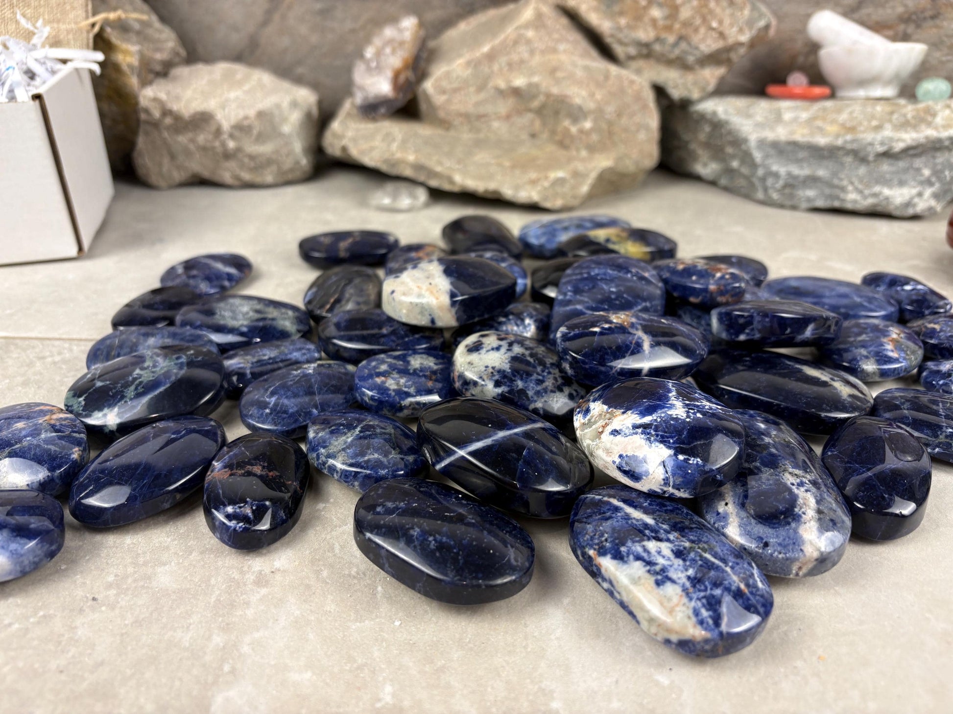 Ontario Blue Sodalite Palm Stone: Anxiety Relief Meditation Gift Home Decor Worry Pocket Stress Anxiety Palm Stone Birthday Gift Crystal