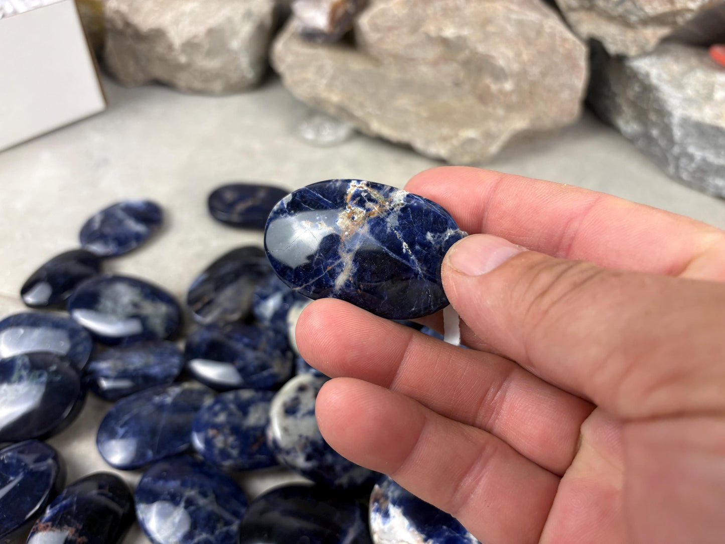 Ontario Blue Sodalite Palm Stone: Anxiety Relief Meditation Gift Home Decor Worry Pocket Stress Anxiety Palm Stone Birthday Gift Crystal