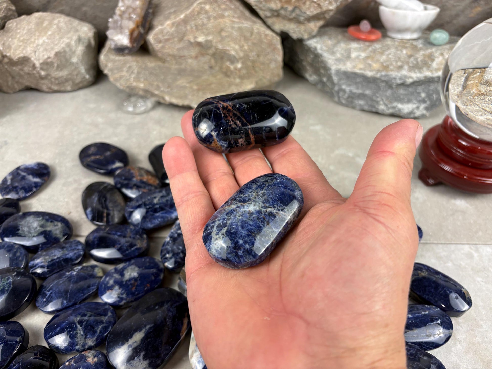 Ontario Blue Sodalite Palm Stone: Anxiety Relief Meditation Gift Home Decor Worry Pocket Stress Anxiety Palm Stone Birthday Gift Crystal