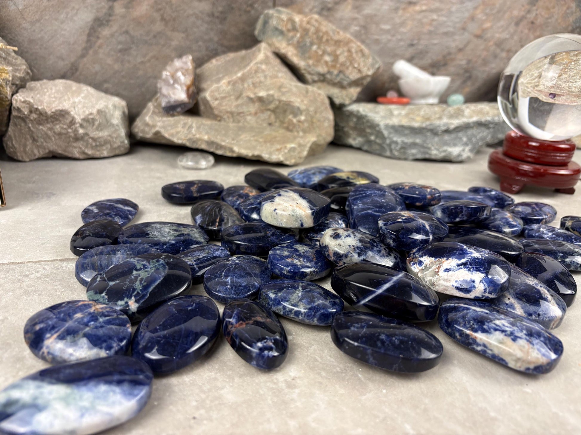 Ontario Blue Sodalite Palm Stone: Anxiety Relief Meditation Gift Home Decor Worry Pocket Stress Anxiety Palm Stone Birthday Gift Crystal