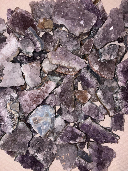 Brazil Amethyst Geode Frag Bedside Cluster Natural Crystal Worry Anxiety Distraction Stone Home Decor Worry Pocket Stress Anxiety Altar