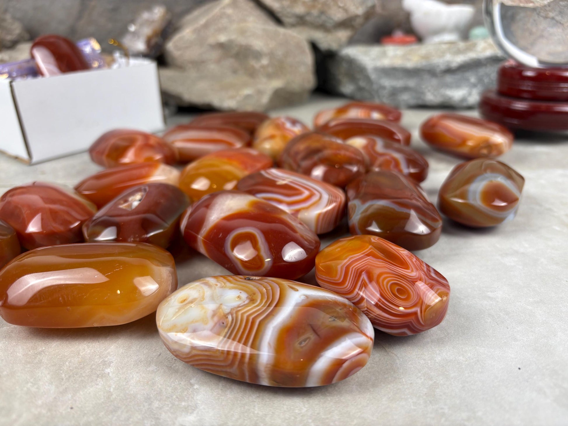 Brazilian Red Sardonyx Natural Crystal Palm Stone Worry Anxiety Distraction Pocket Stone Home Decor Worry Pocket Stress Anxiety Palm Stone