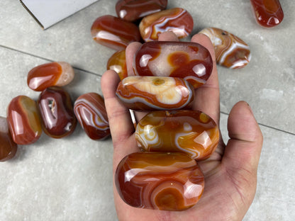 Brazilian Red Sardonyx Natural Crystal Palm Stone Worry Anxiety Distraction Pocket Stone Home Decor Worry Pocket Stress Anxiety Palm Stone