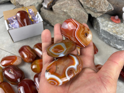 Brazilian Red Sardonyx Natural Crystal Palm Stone Worry Anxiety Distraction Pocket Stone Home Decor Worry Pocket Stress Anxiety Palm Stone
