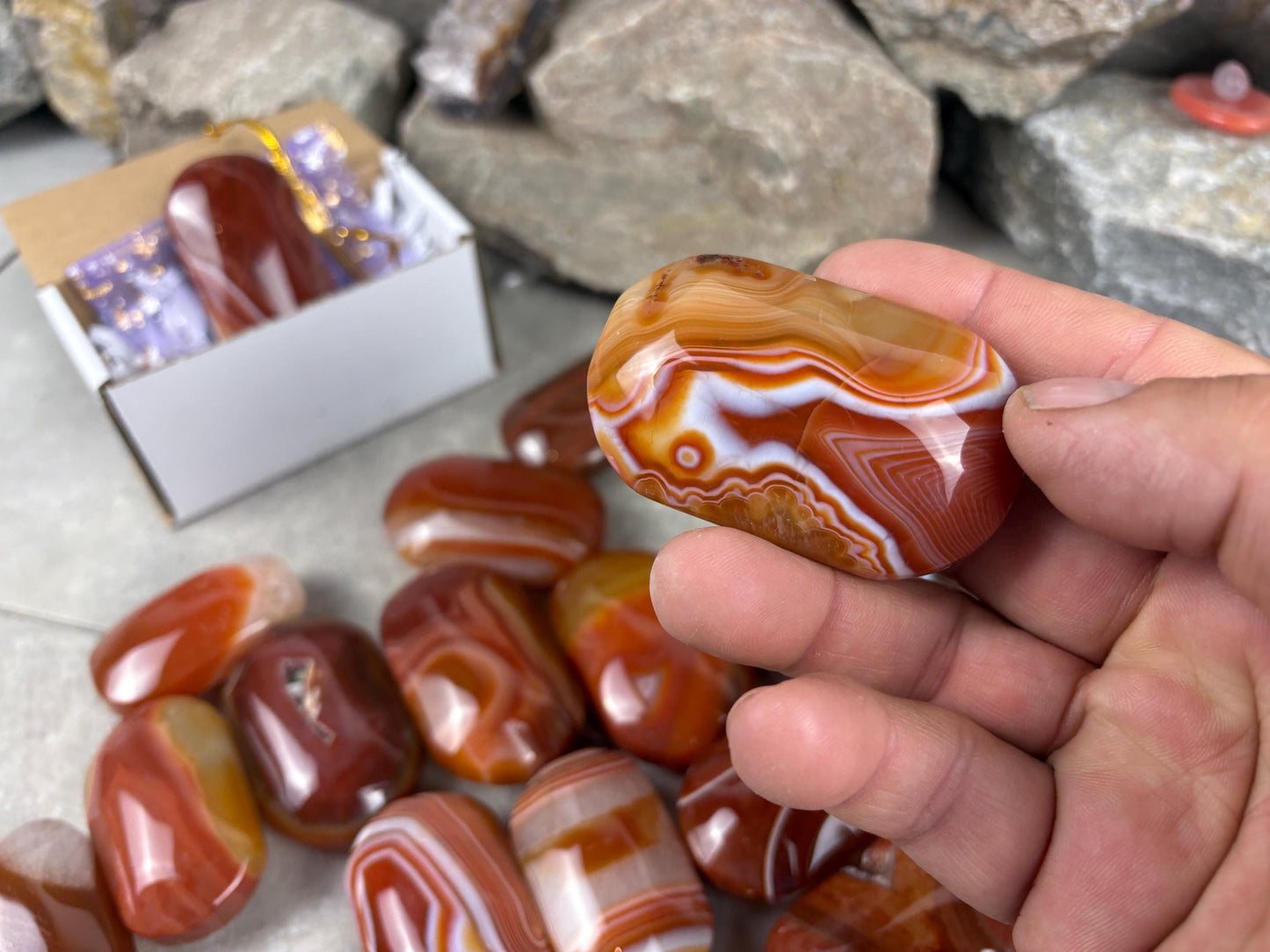 Brazilian Red Sardonyx Natural Crystal Palm Stone Worry Anxiety Distraction Pocket Stone Home Decor Worry Pocket Stress Anxiety Palm Stone
