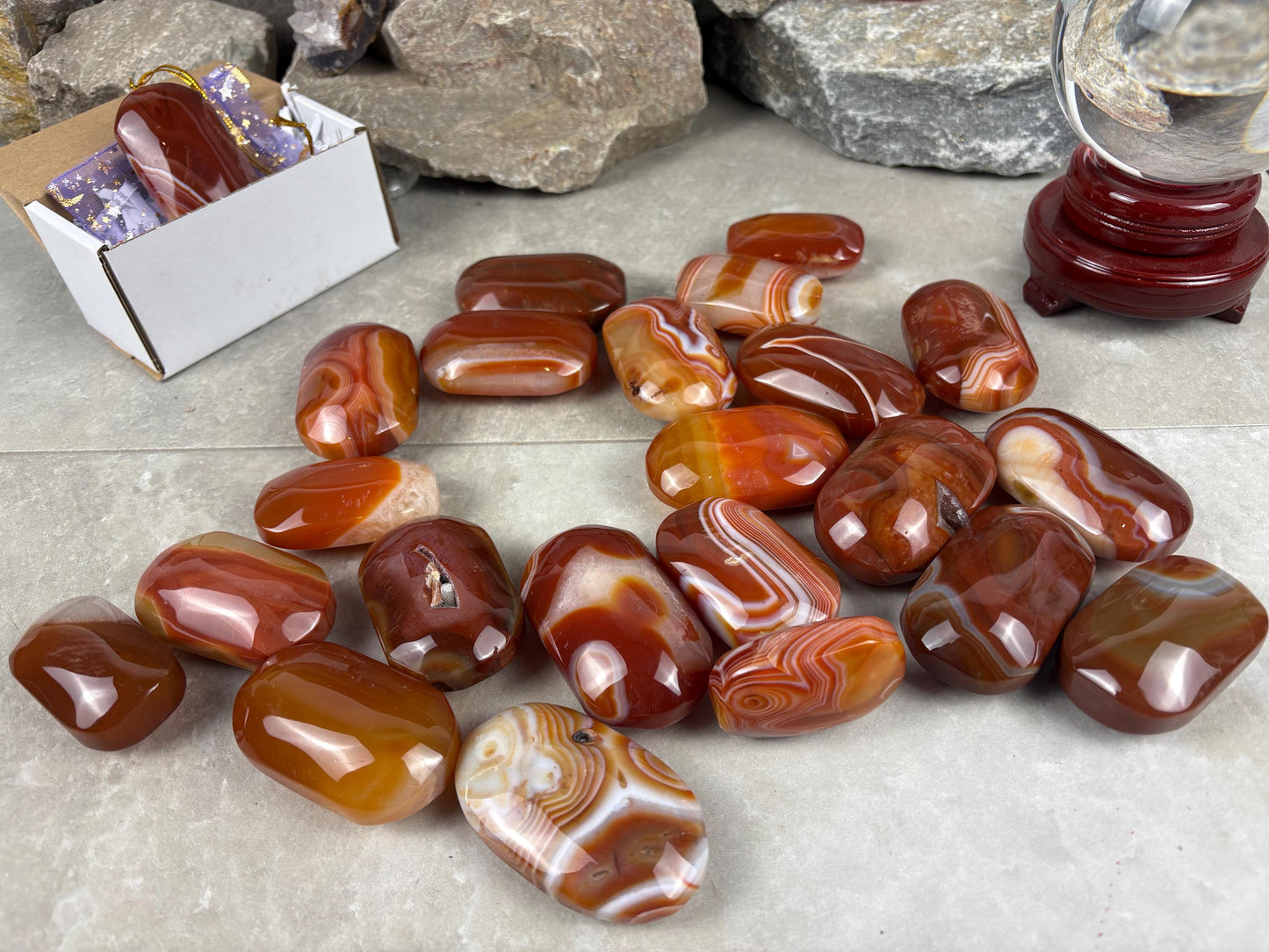 Brazilian Red Sardonyx Natural Crystal Palm Stone Worry Anxiety Distraction Pocket Stone Home Decor Worry Pocket Stress Anxiety Palm Stone