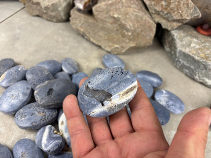 Japan Blue Coral Palm Stone Crystal Anxiety Relief Meditation Stone Xmas Gift Home Decor Worry Pocket Stress Anxiety Birthday Stress Relief