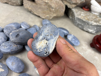 Japan Blue Coral Palm Stone Crystal Anxiety Relief Meditation Stone Xmas Gift Home Decor Worry Pocket Stress Anxiety Birthday Stress Relief