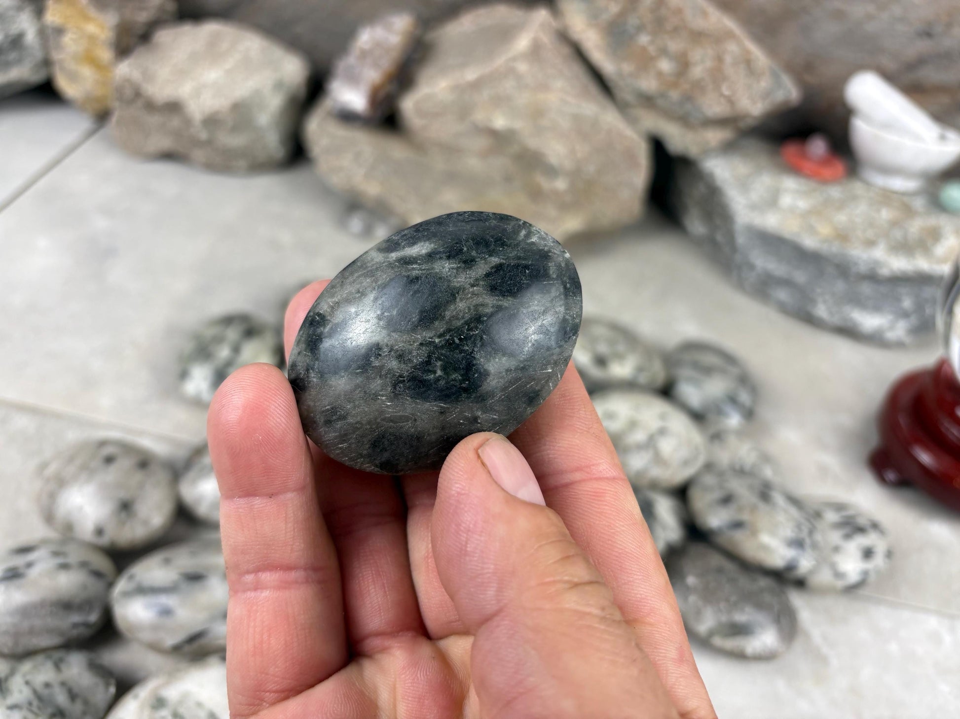 Green Tourmaline Palm Stone Natural Crystal Polished Worry Stone Home Decor Anxiety Pocket Distraction Meditation Gift Birthday Christmas
