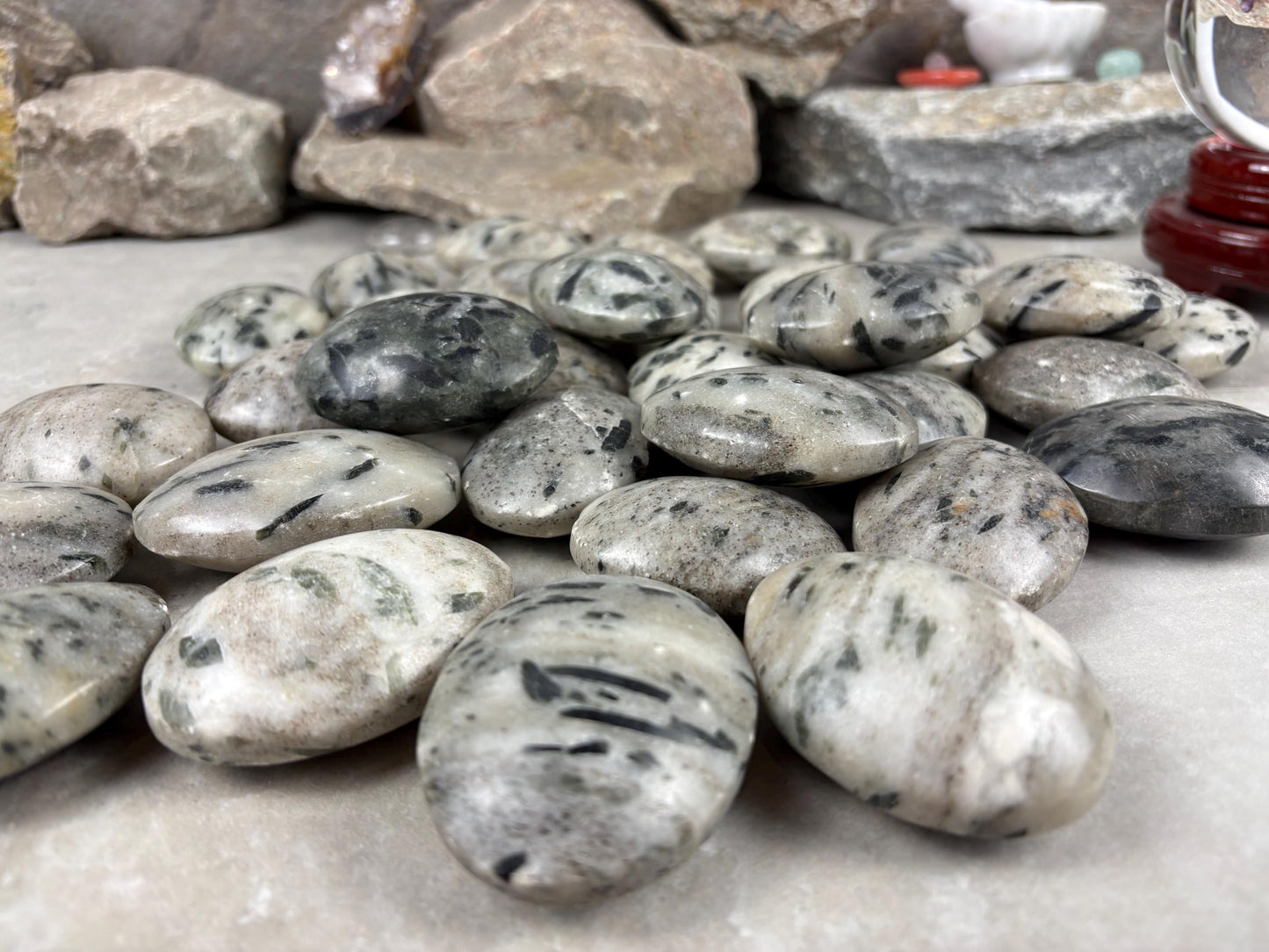 Green Tourmaline Palm Stone Natural Crystal Polished Worry Stone Home Decor Anxiety Pocket Distraction Meditation Gift Birthday Christmas