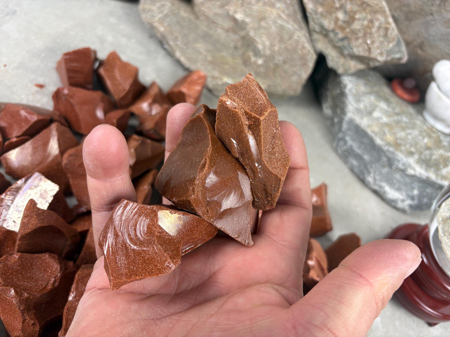 Red Goldstone Raw Crystal Polished Carved Stone for Anxiety Relief Home Decor Arts Crafts Christmas Birthday Gift Mineral