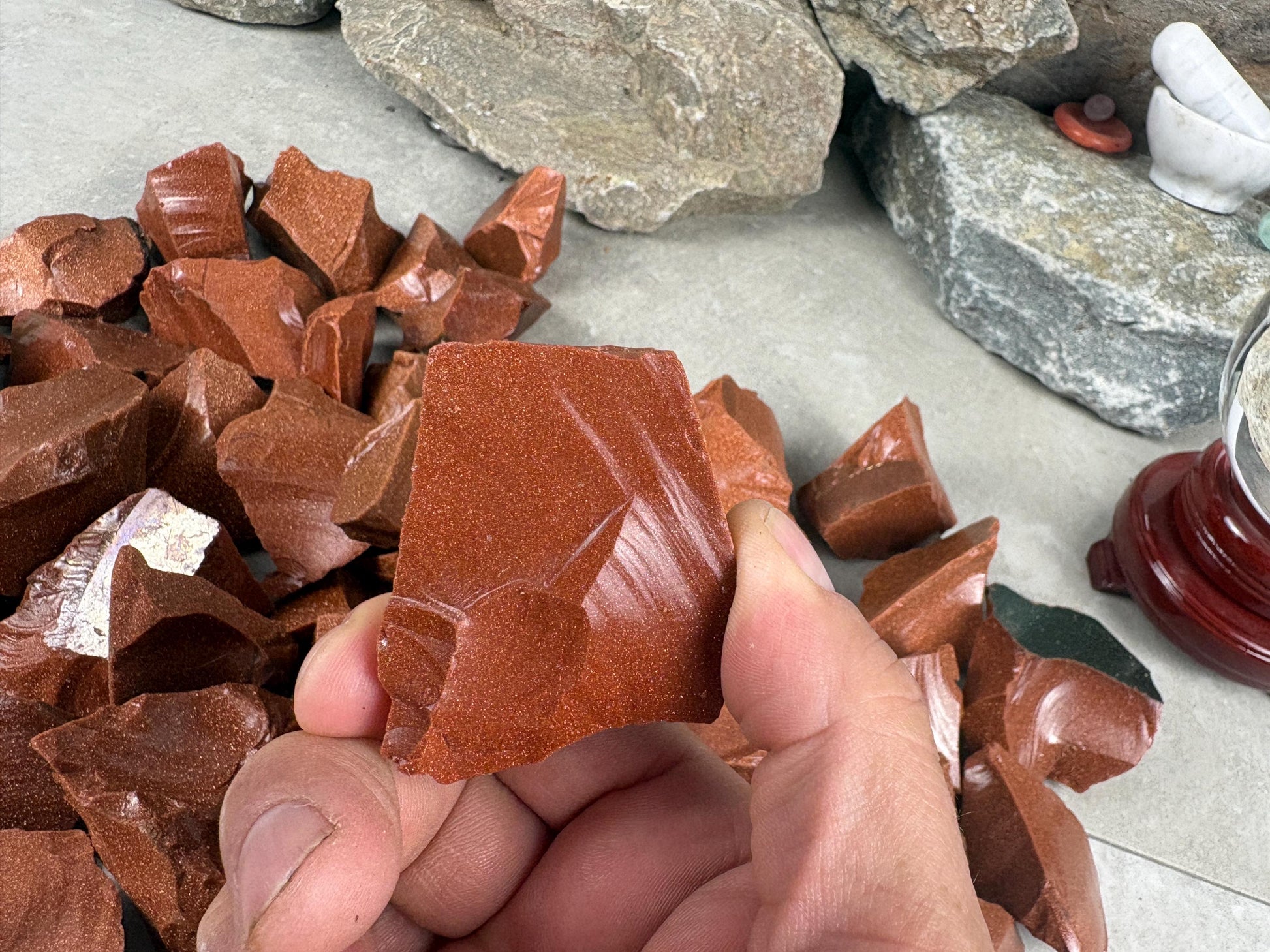 Red Goldstone Raw Crystal Polished Carved Stone for Anxiety Relief Home Decor Arts Crafts Christmas Birthday Gift Mineral