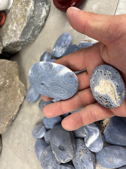 Japan Blue Coral Palm Stone Crystal Anxiety Relief Meditation Stone Xmas Gift Home Decor Worry Pocket Stress Anxiety Birthday Stress Relief