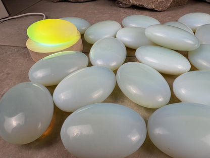 Angel Glass Opalite Palm Stone: Polished Crystal for Anxiety Relief Home Decor Worry Pocket Stress Anxiety Palm Birthday Christmas Gift