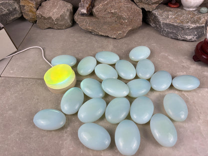 Angel Glass Opalite Palm Stone: Polished Crystal for Anxiety Relief Home Decor Worry Pocket Stress Anxiety Palm Birthday Christmas Gift