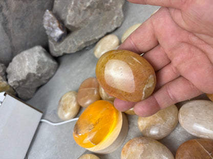 Rajasthan Indian Citrine Crystal Polished Carved Crystal for Meditation Home Decor Calming Pocket Anxiety Decorative Talisman Gift Birthday