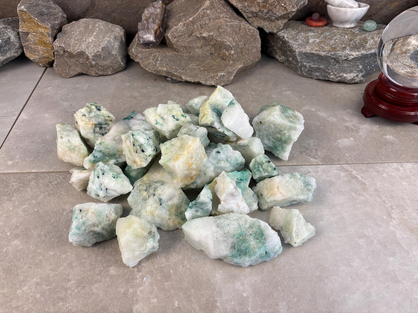 Chrysocolla Afghan Green Tourmaline Crystals Natural Crystal Worry Stone Home Decor Anxiety Distraction Birthday Christmas Arts Craft