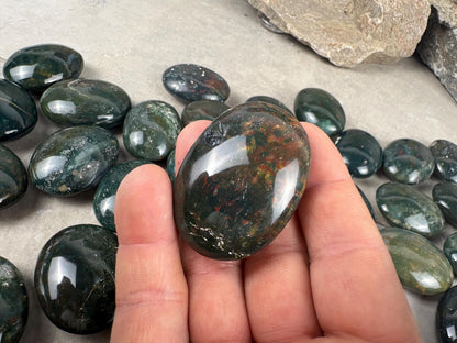 Kathiawar Peninsula India Bloodstone Polished Carved Crystal for Anxiety Relief Palm Stones Pocket Stress Relief Distraction Birthday Gift