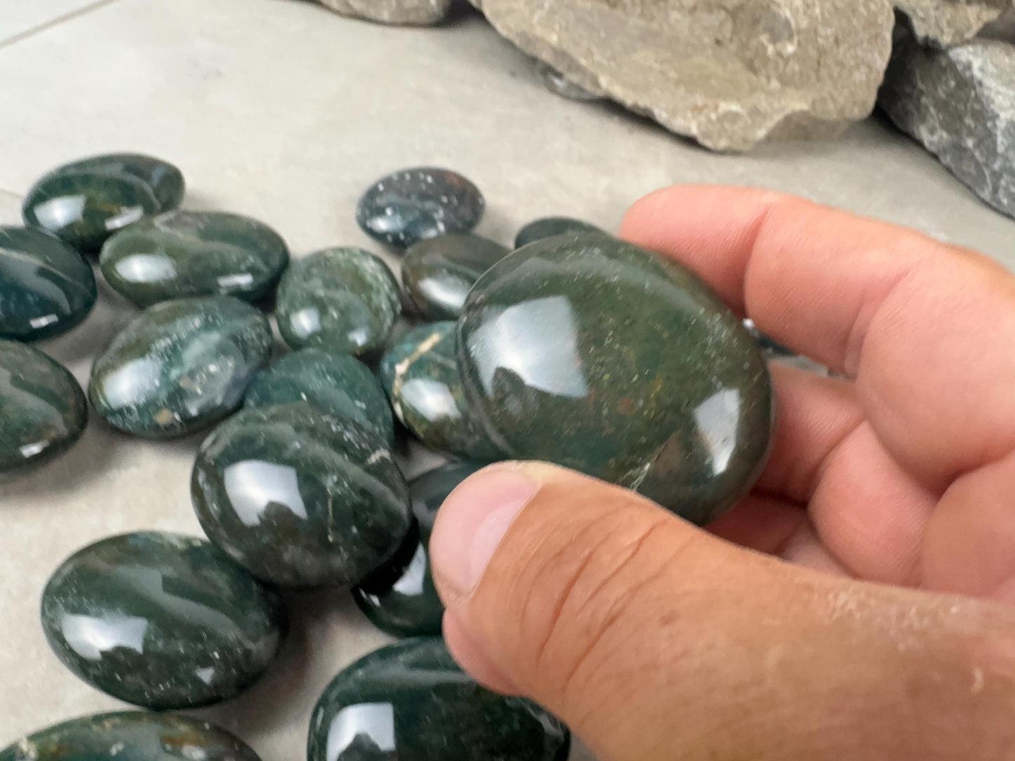Kathiawar Peninsula India Bloodstone Polished Carved Crystal for Anxiety Relief Palm Stones Pocket Stress Relief Distraction Birthday Gift
