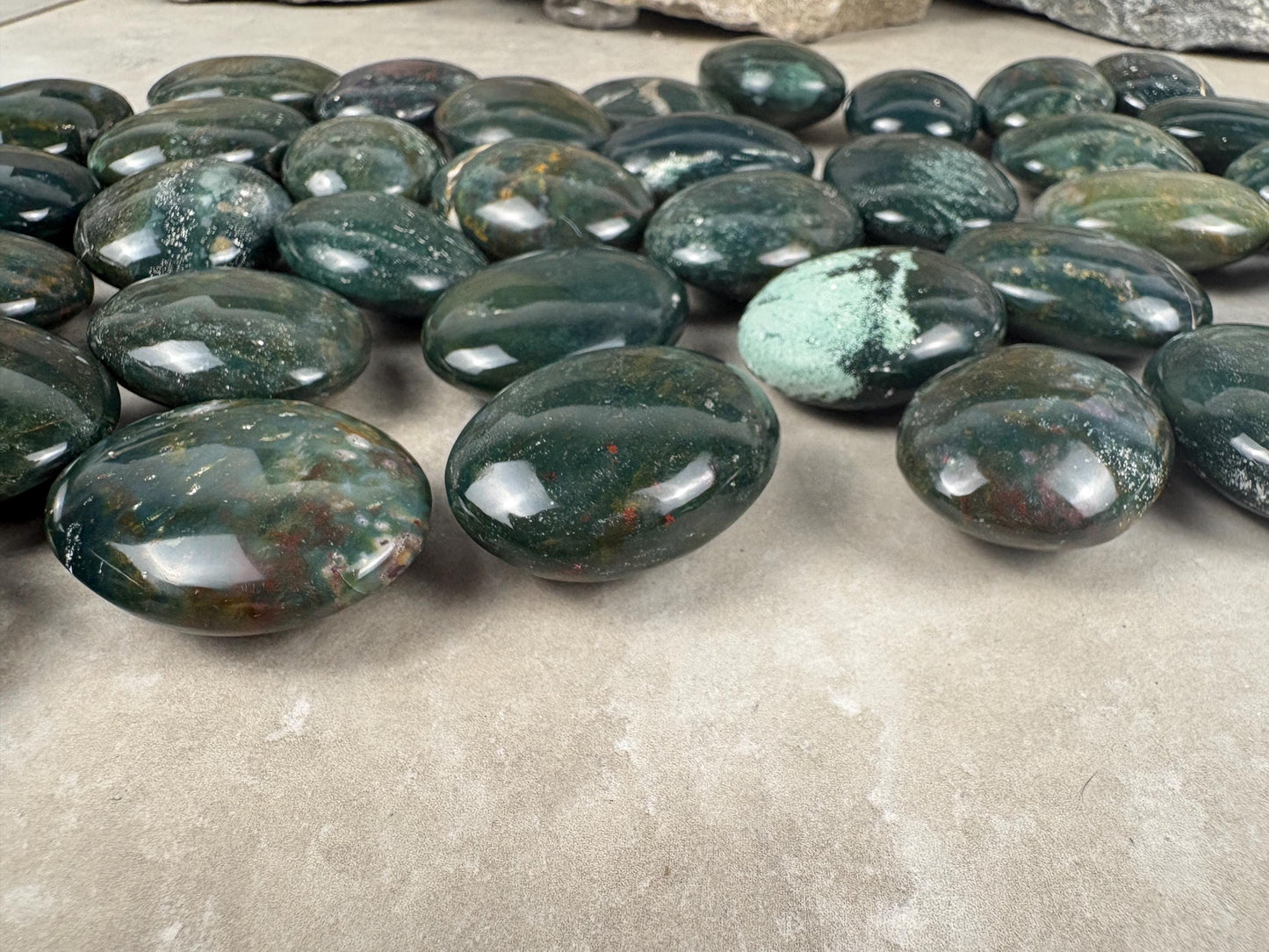 Kathiawar Peninsula India Bloodstone Polished Carved Crystal for Anxiety Relief Palm Stones Pocket Stress Relief Distraction Birthday Gift