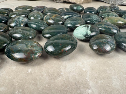 Kathiawar Peninsula India Bloodstone Polished Carved Crystal for Anxiety Relief Palm Stones Pocket Stress Relief Distraction Birthday Gift