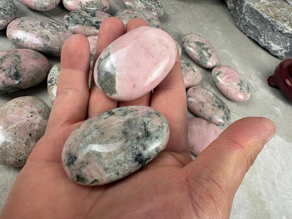 Rhodochrosite Palm Stone: Polished Calming Crystal for Stress Relief Home Decor Worry Pocket Stress Anxiety Palm Stone