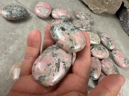 Rhodochrosite Palm Stone: Polished Calming Crystal for Stress Relief Home Decor Worry Pocket Stress Anxiety Palm Stone