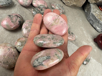 Rhodochrosite Palm Stone: Polished Calming Crystal for Stress Relief Home Decor Worry Pocket Stress Anxiety Palm Stone