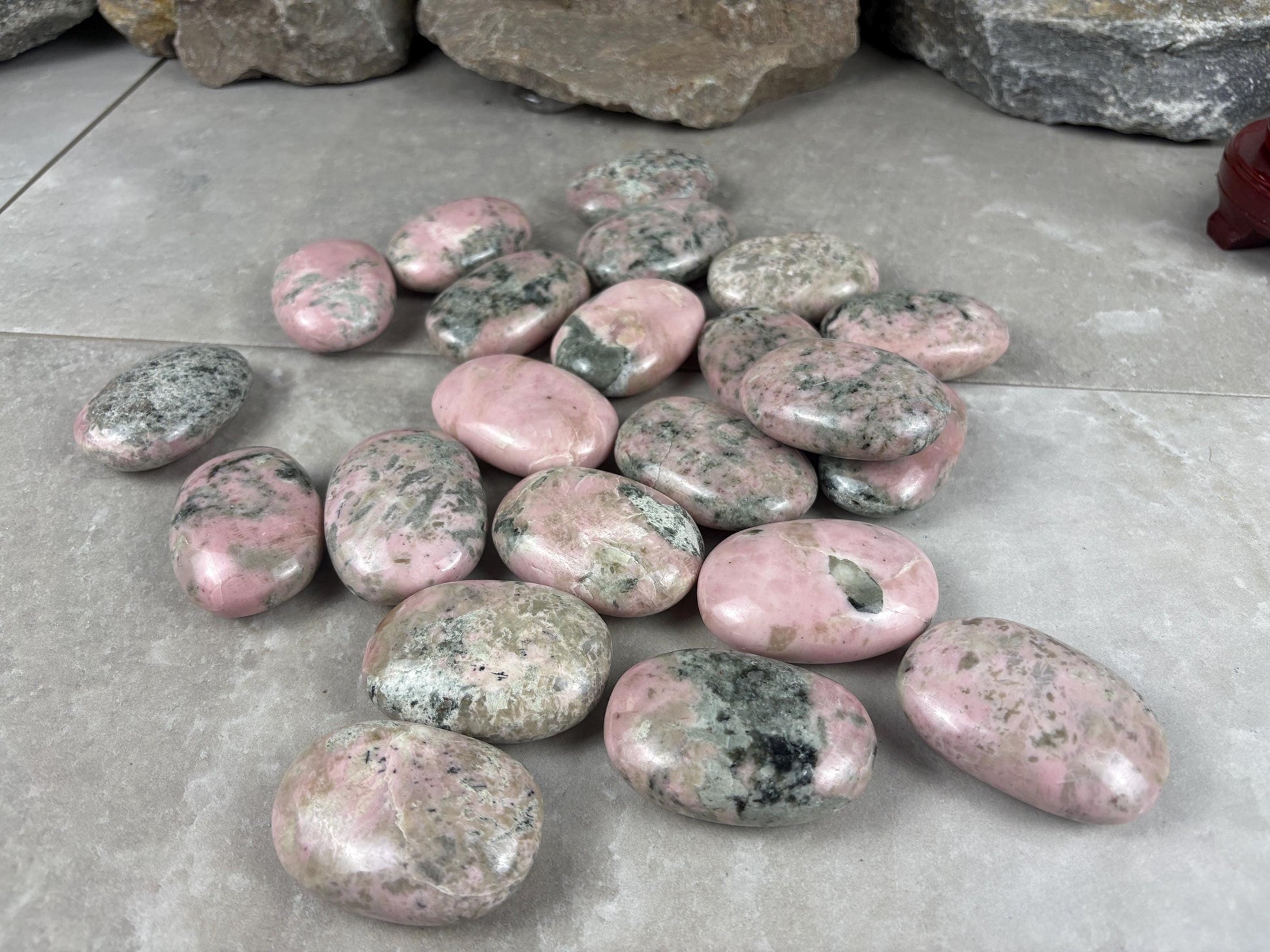 Rhodochrosite Palm Stone: Polished Calming Crystal for Stress Relief Home Decor Worry Pocket Stress Anxiety Palm Stone