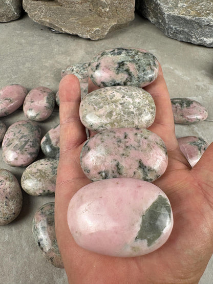 Rhodochrosite Palm Stone: Polished Calming Crystal for Stress Relief Home Decor Worry Pocket Stress Anxiety Palm Stone