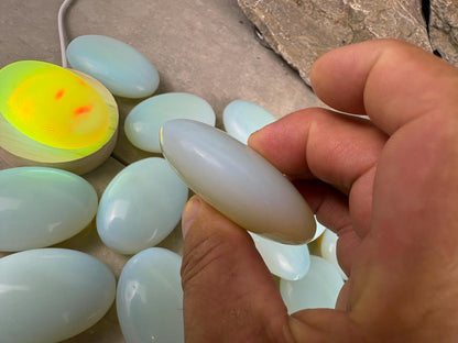 Angel Glass Opalite Palm Stone: Polished Crystal for Anxiety Relief Home Decor Worry Pocket Stress Anxiety Palm Birthday Christmas Gift